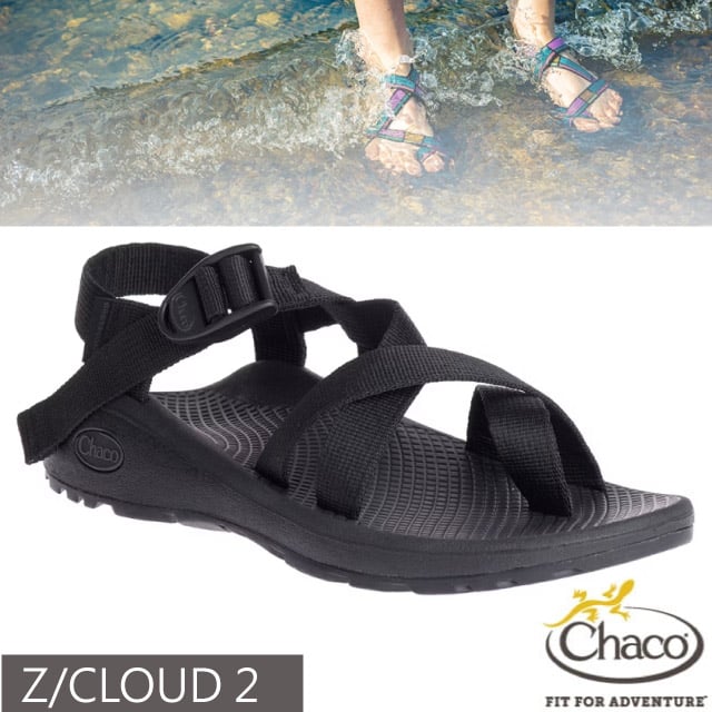 【Chaco】贈置鞋袋!女 Z/CLOUD 2 越野舒壓運動涼鞋 (夾腳款)CH-ZLW02-H406 黑(寬版)✿30E010